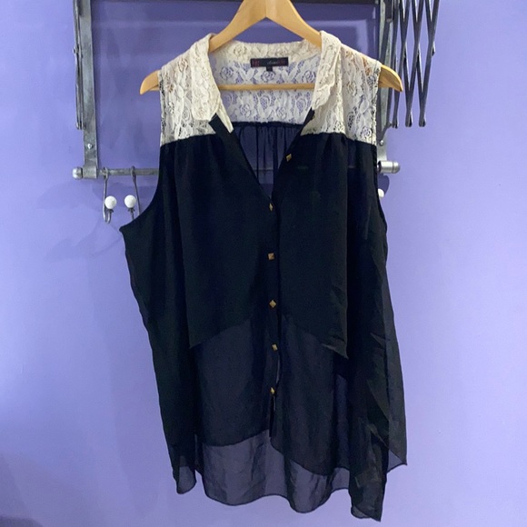 PLUS SIZE HeartSoul lace top black layered tank - Picture 1 of 3